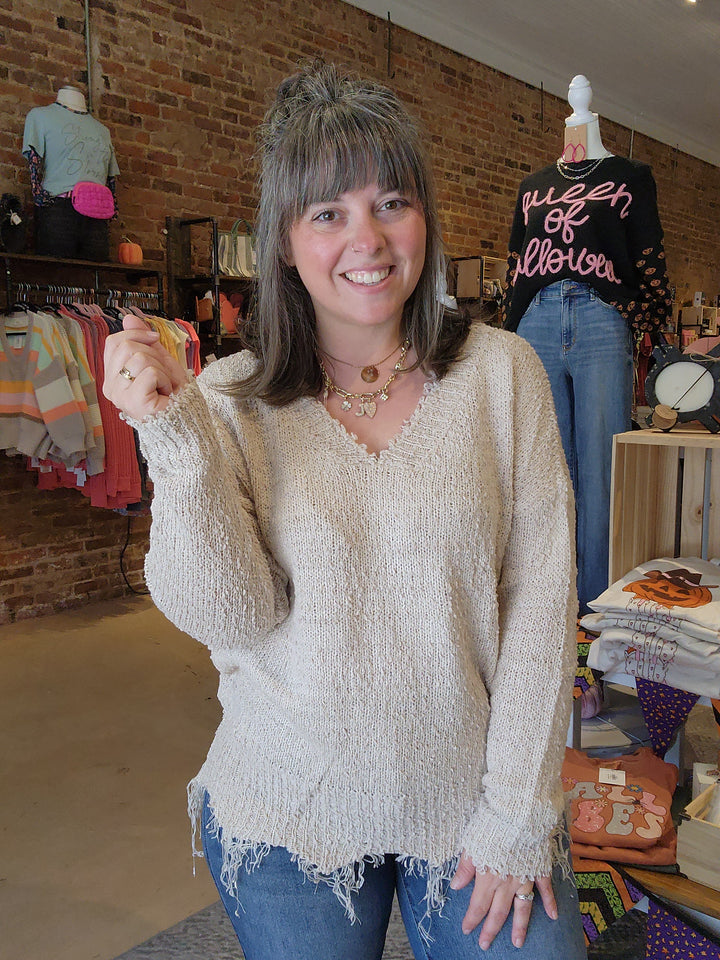 Distressed Hem Sweather