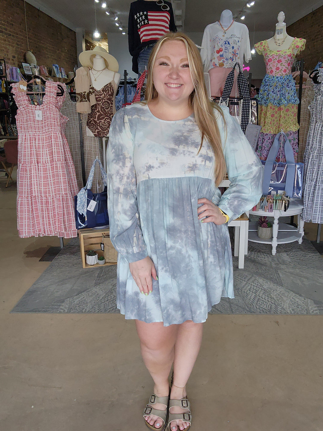 S, M, L, XL, 1X, 2X Tie Dye Baby Doll Dress FINAL SALE