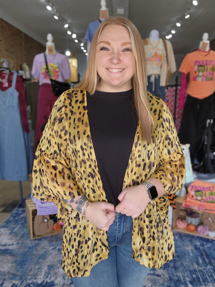 Golden Cheetah Print Kimono