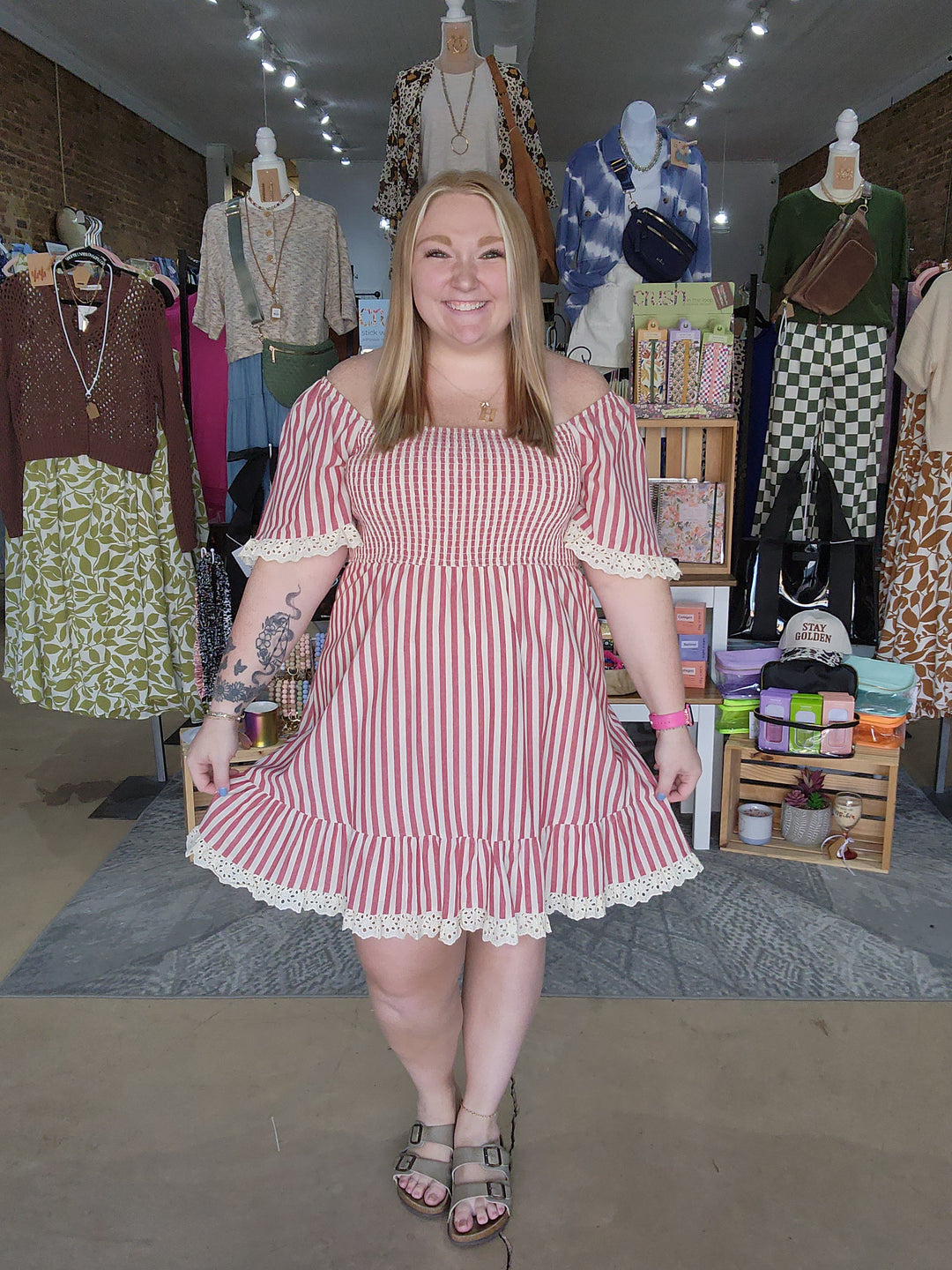Linen Smocked Eyelet Dress