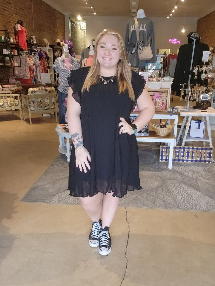 Flutter Sleeve Accordion Dress