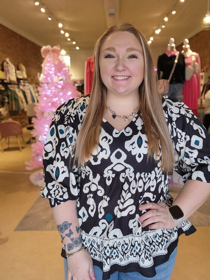 S, M, L Ikat Blouse FINAL SALE