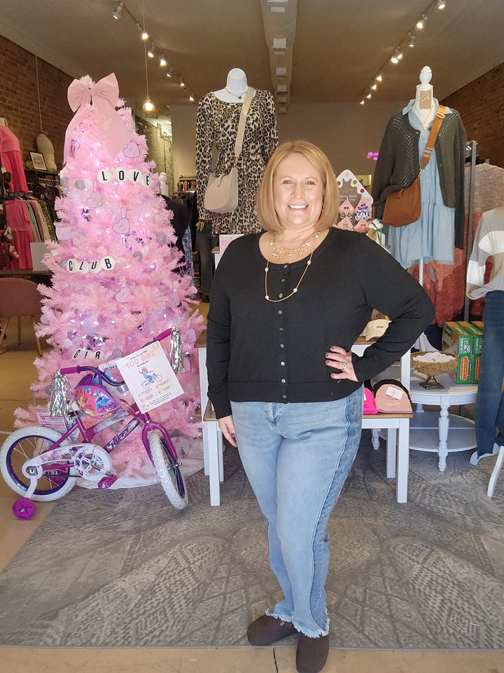 Button Front Black Cardigan