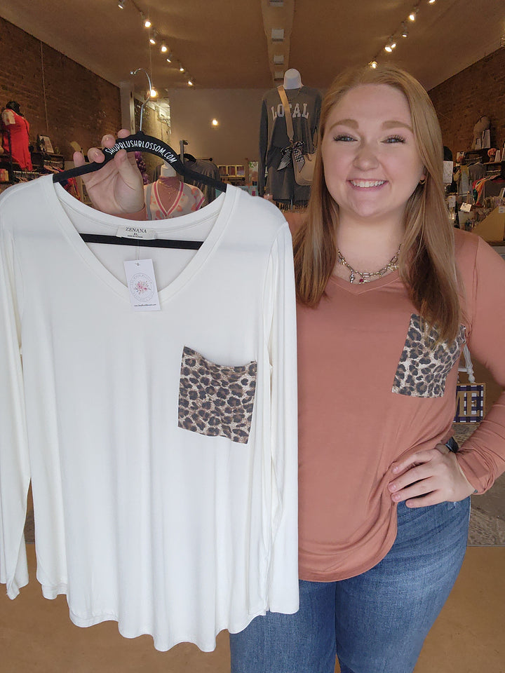 Leopard Pocket Long Sleeve Tee