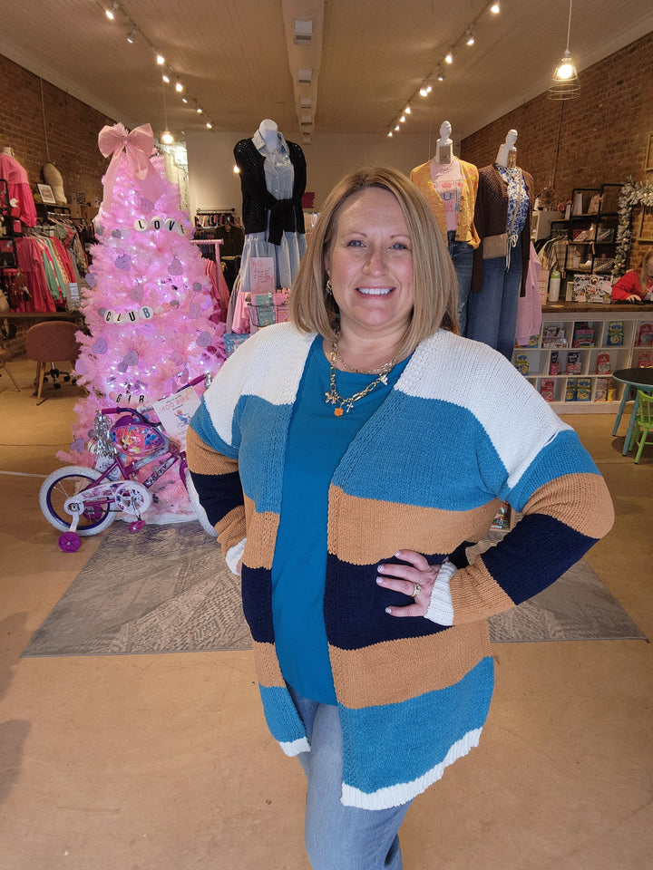 Stripe Chenille Feel Cardigan