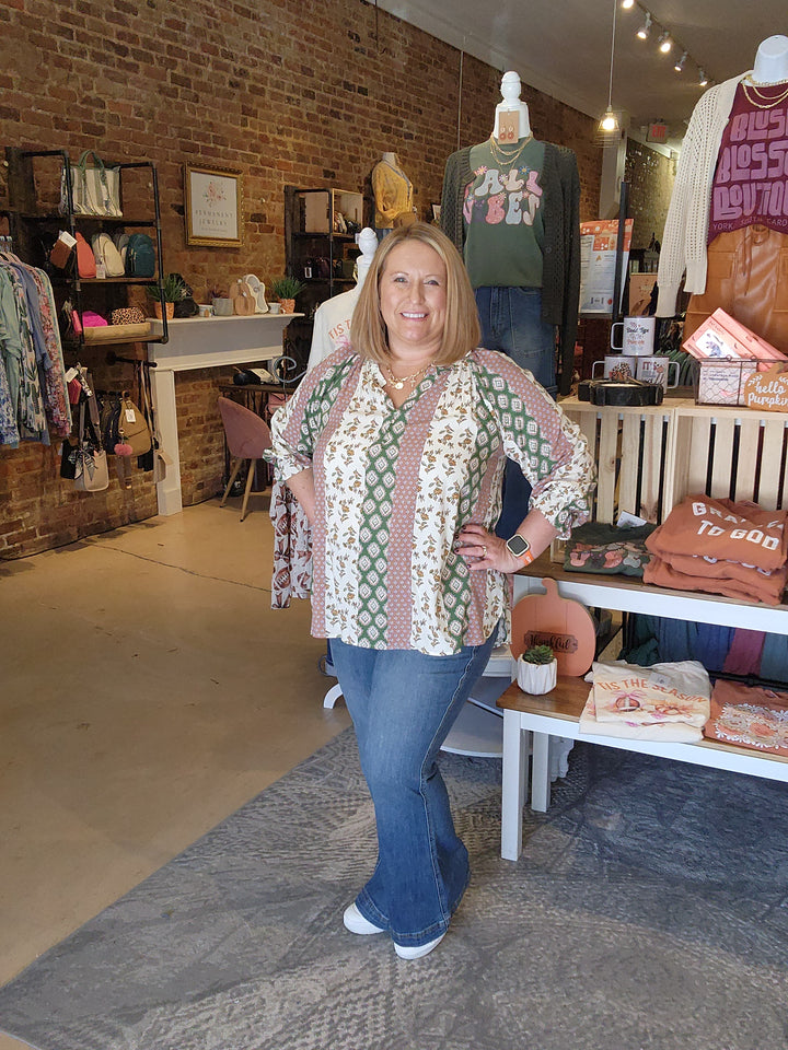 Boho Vertical Stripe Blouse