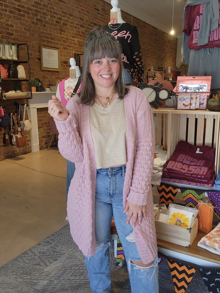 Dusty Rose Knit Cardigan