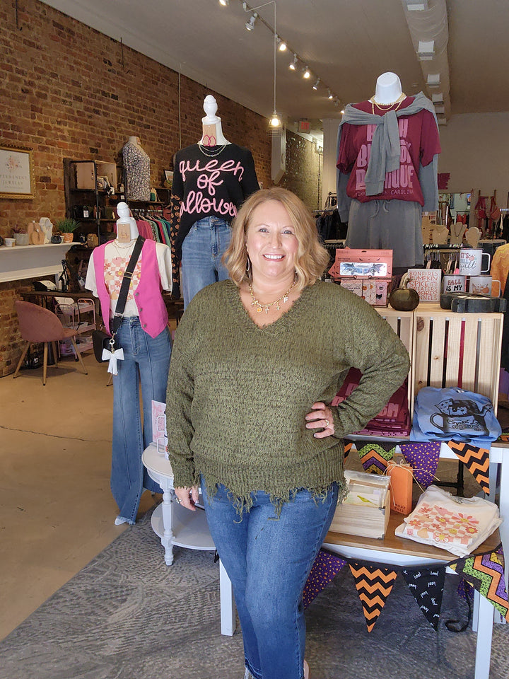 Distressed Hem Sweather