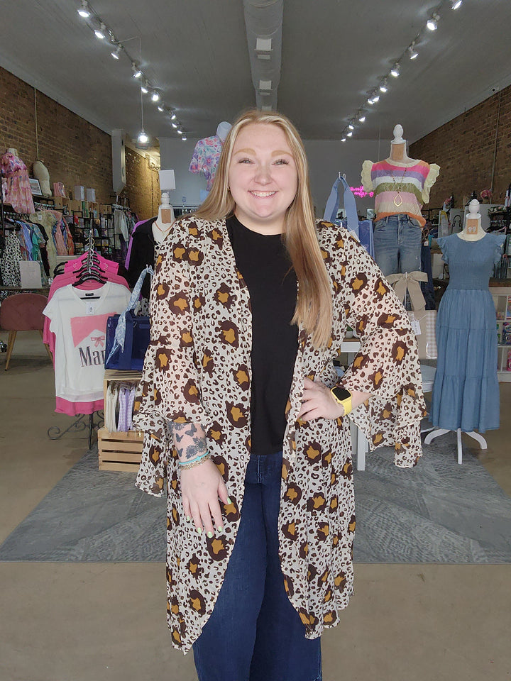 Brown Cheetah Kimono