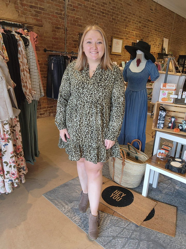 Olive Leopard Dress