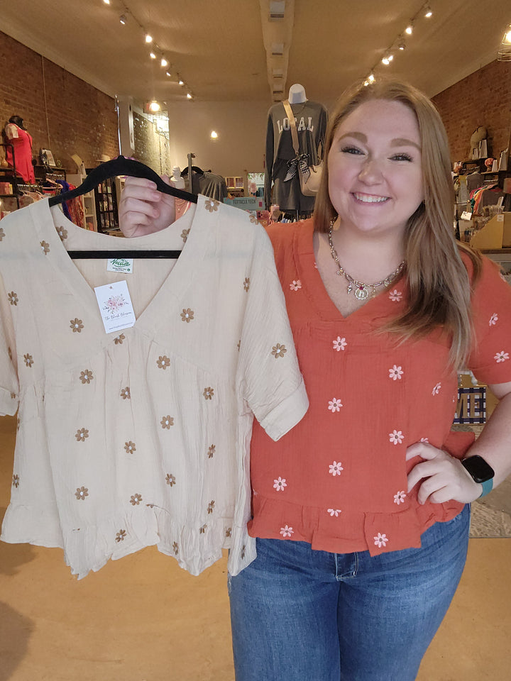 Embroidered Peasant Top