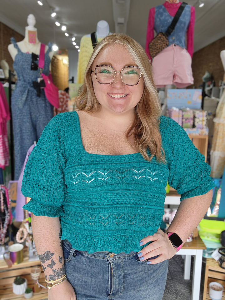 Puff Sleeve Crochet Top