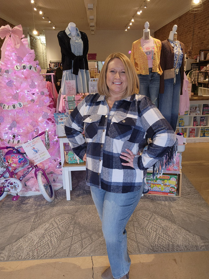 Plaid Fringe Jacket