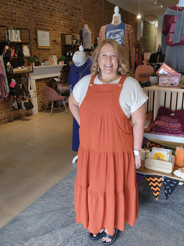 Rust Overall Dress