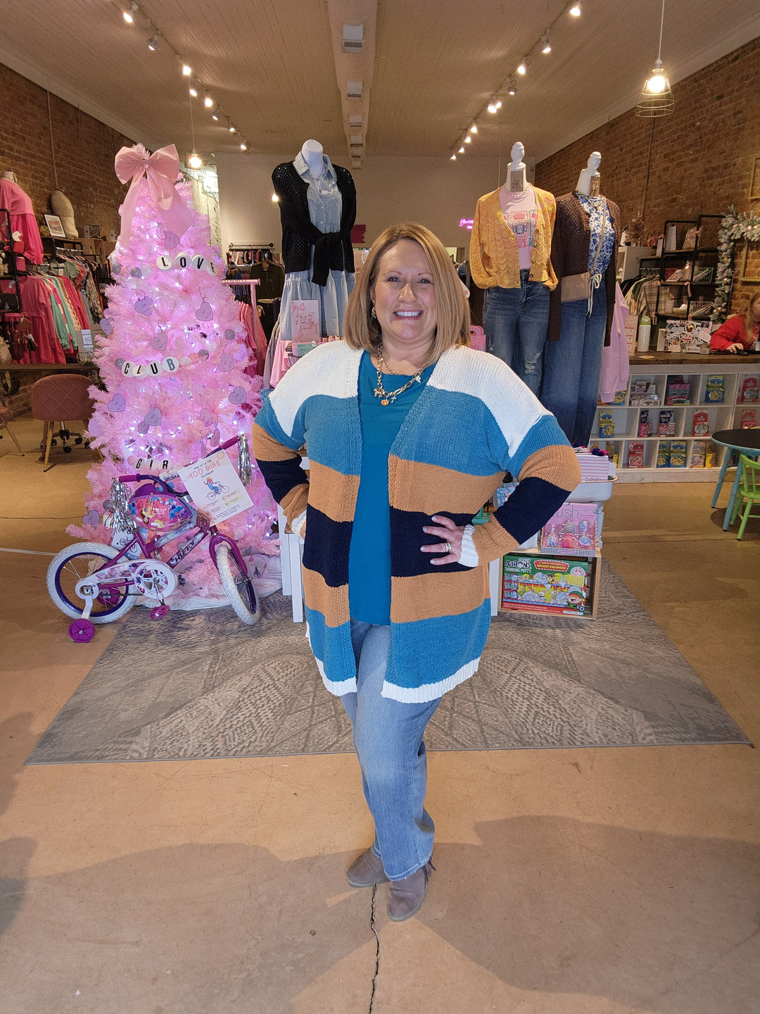 Stripe Chenille Feel Cardigan