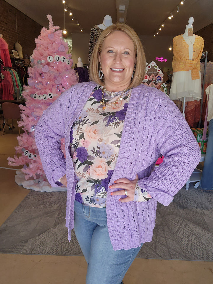 Purple Chenielle Feel Cardigan