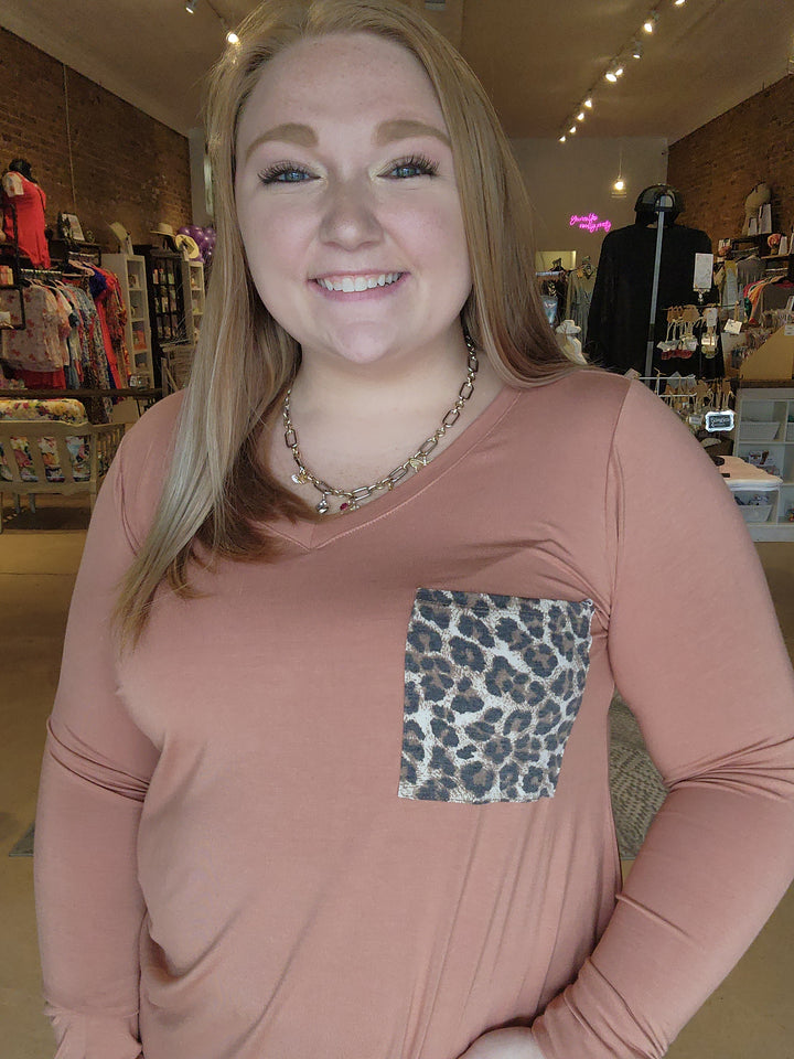 Leopard Pocket Long Sleeve Tee