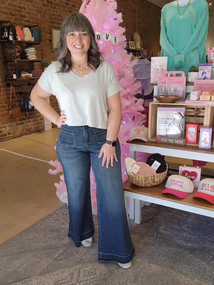 Judy Blue Palazzo Patch Pocket Jeans