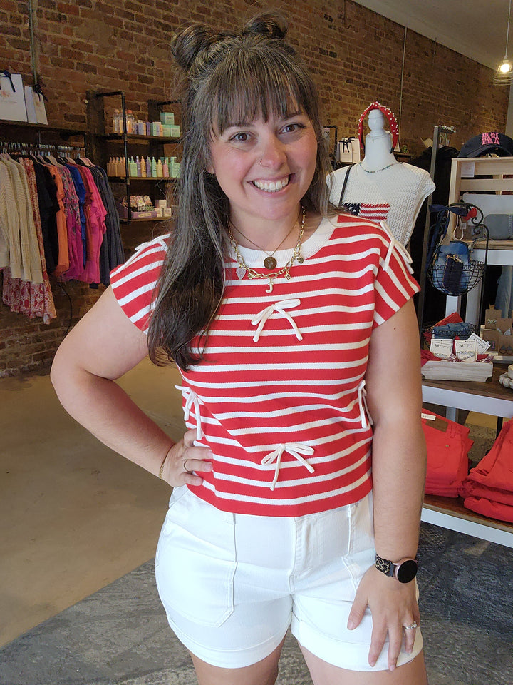 Stripe Bow Top