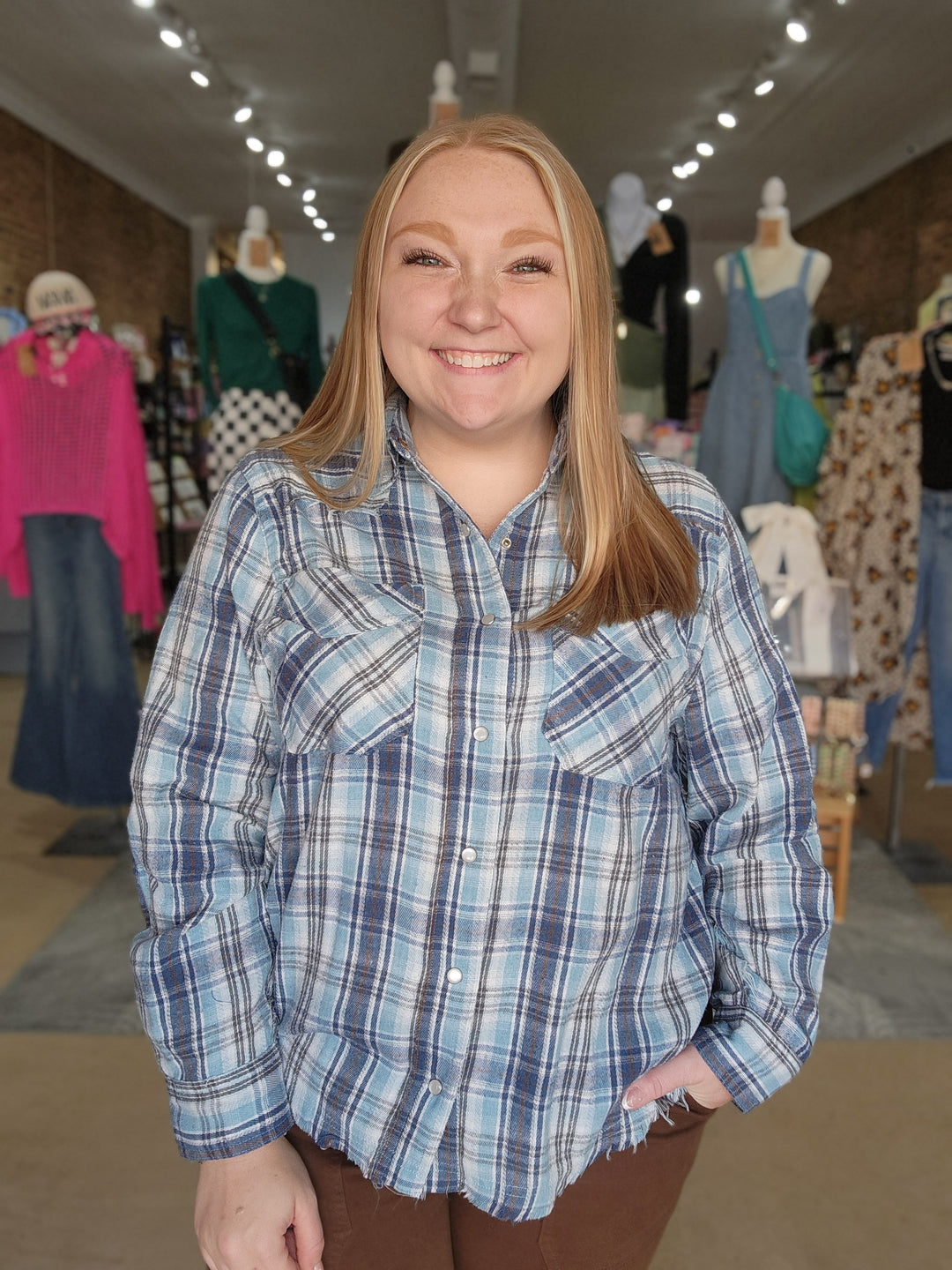 Raw Edge Flannel Top