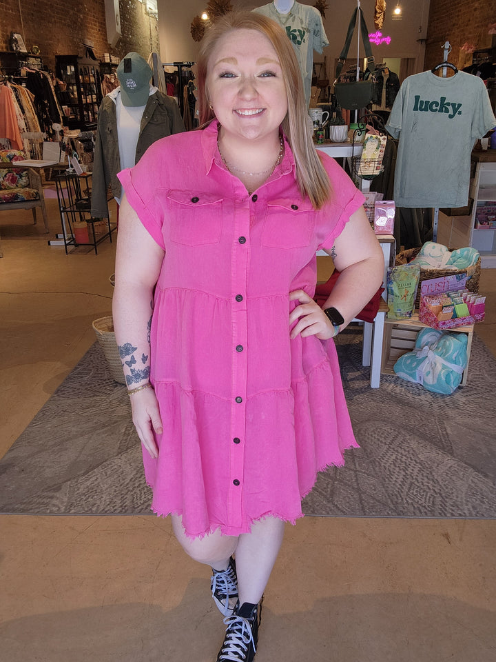 Hot Pink Baby Doll Dress