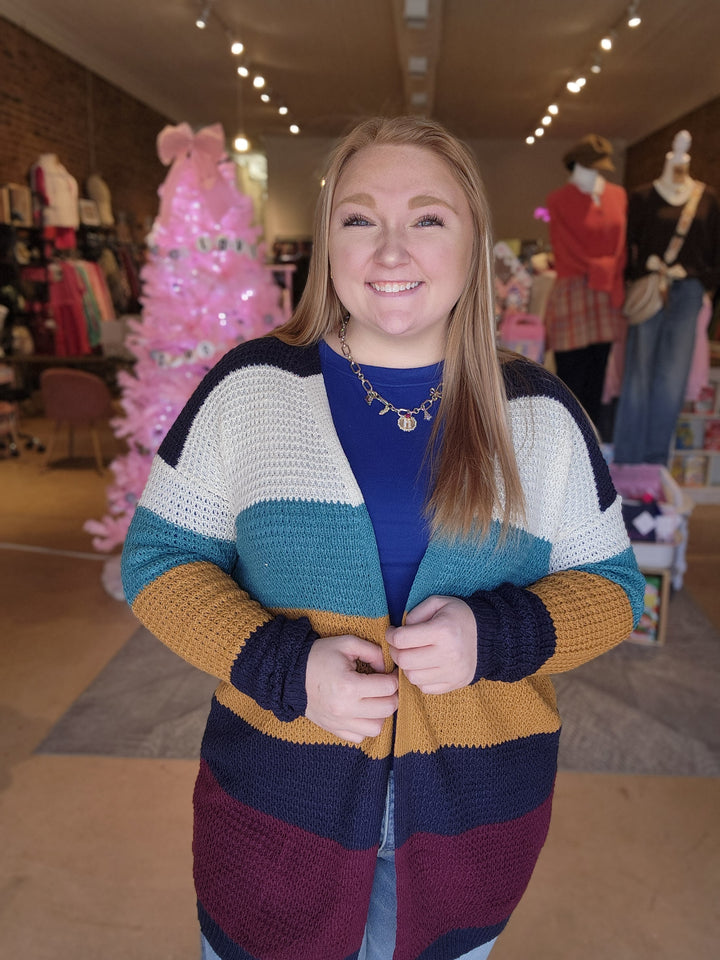 Loose Weave Stripe Cardigan