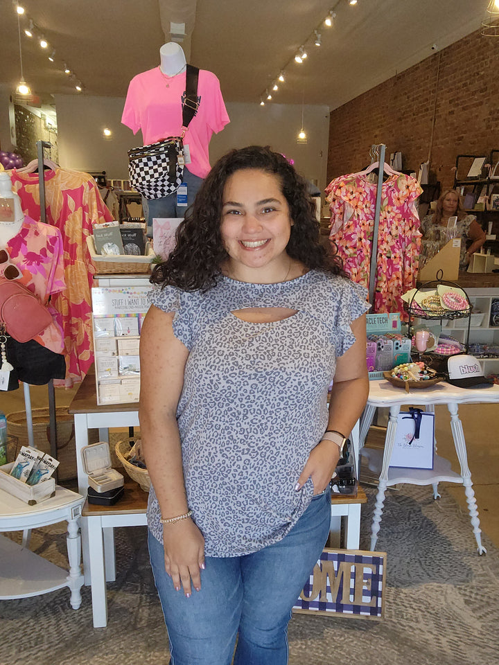 Leopard Cut Out Top