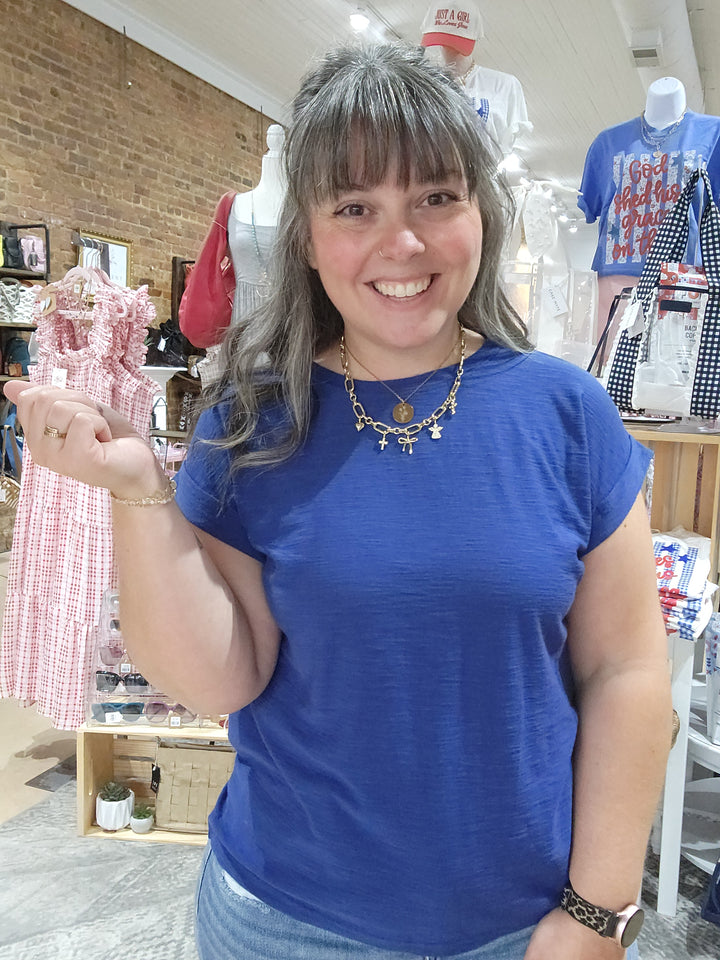 Americana Roll Cuff Slub Tee