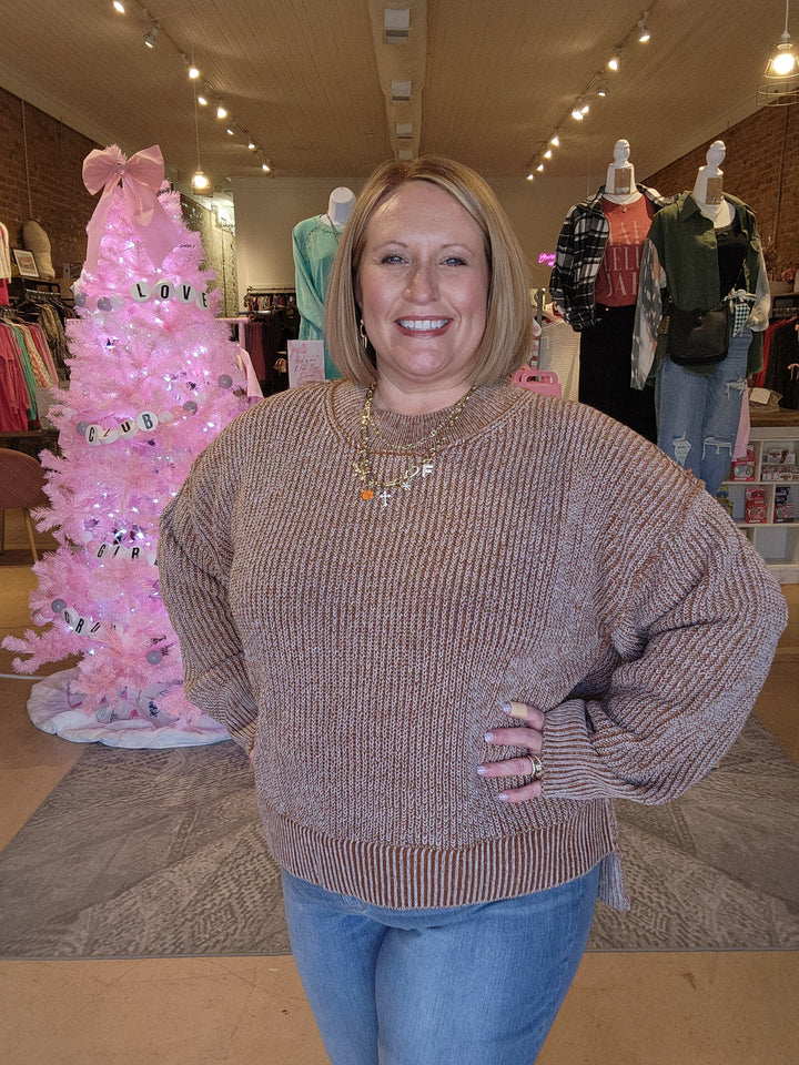 Brown Mock Neck Sweater