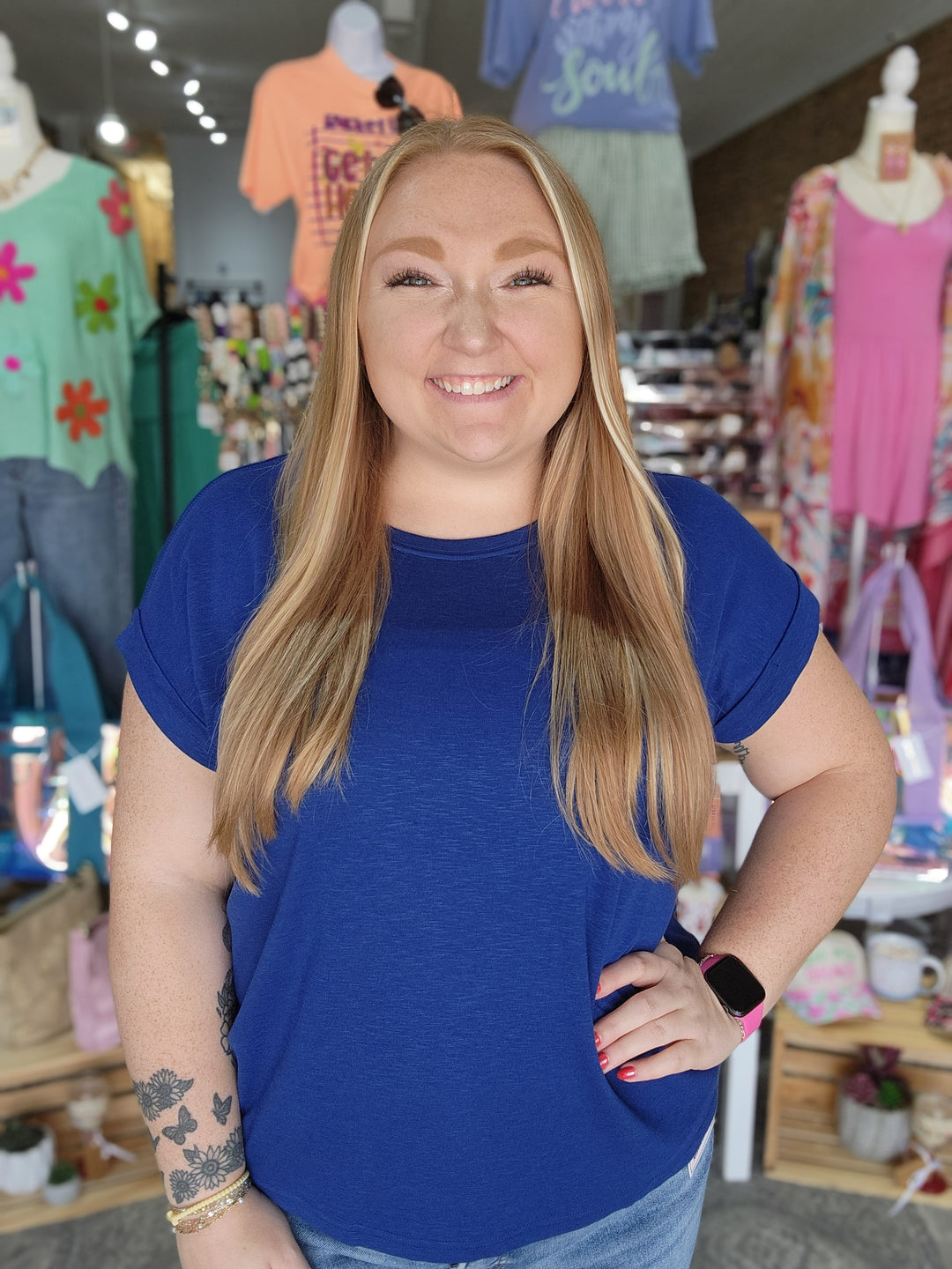Lt Navy Slub Tee
