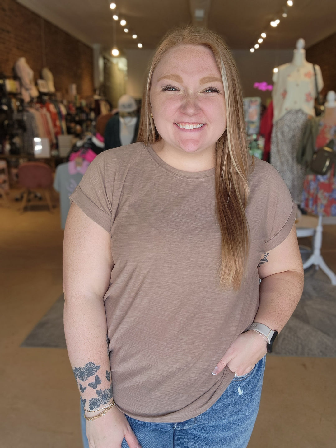 Roll Cuff Slub Tee