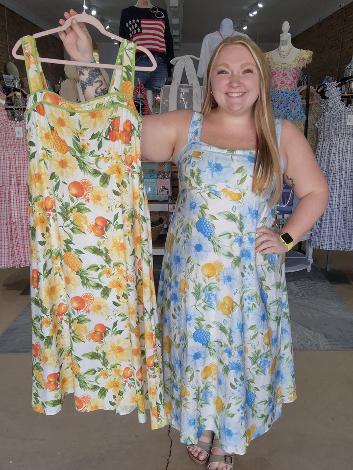Floral & Fruit Summer Midi Dress