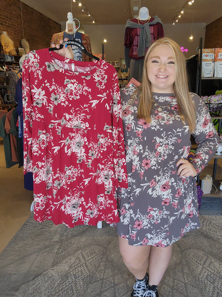 Slinky Floral Long Sleeve Dress