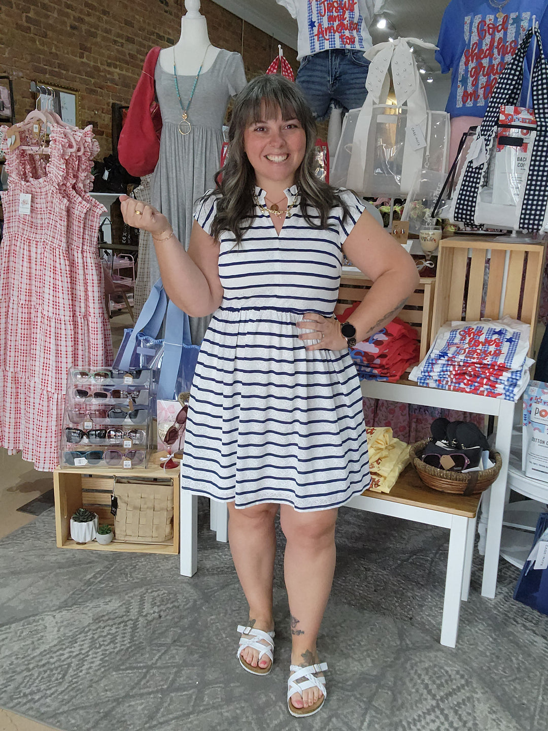 Lace Stripe Babydoll Dress