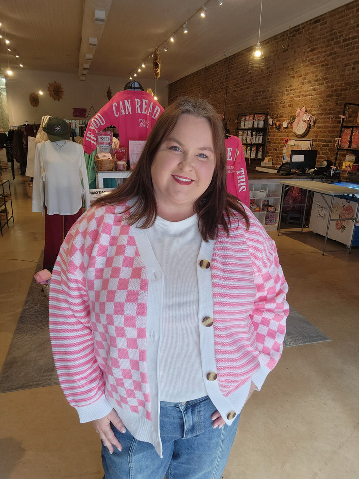 Vintage Checkered Cardigan