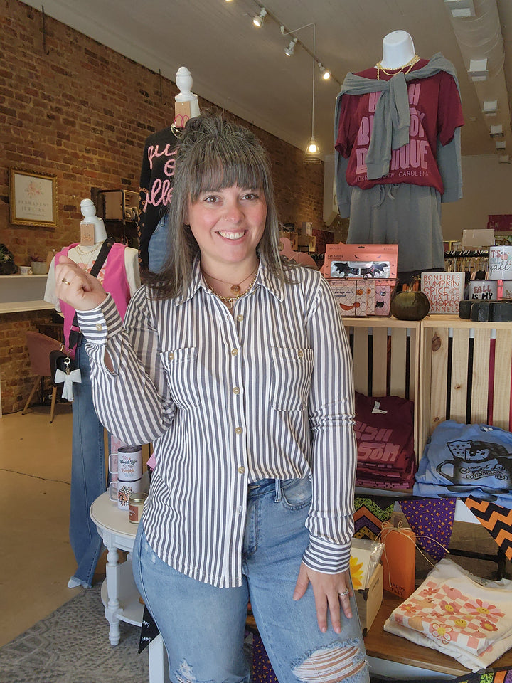 Stripe Collared Button Down