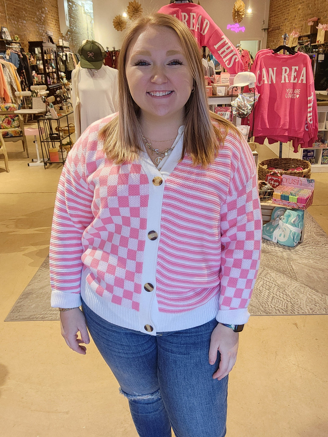 Vintage Checkered Cardigan