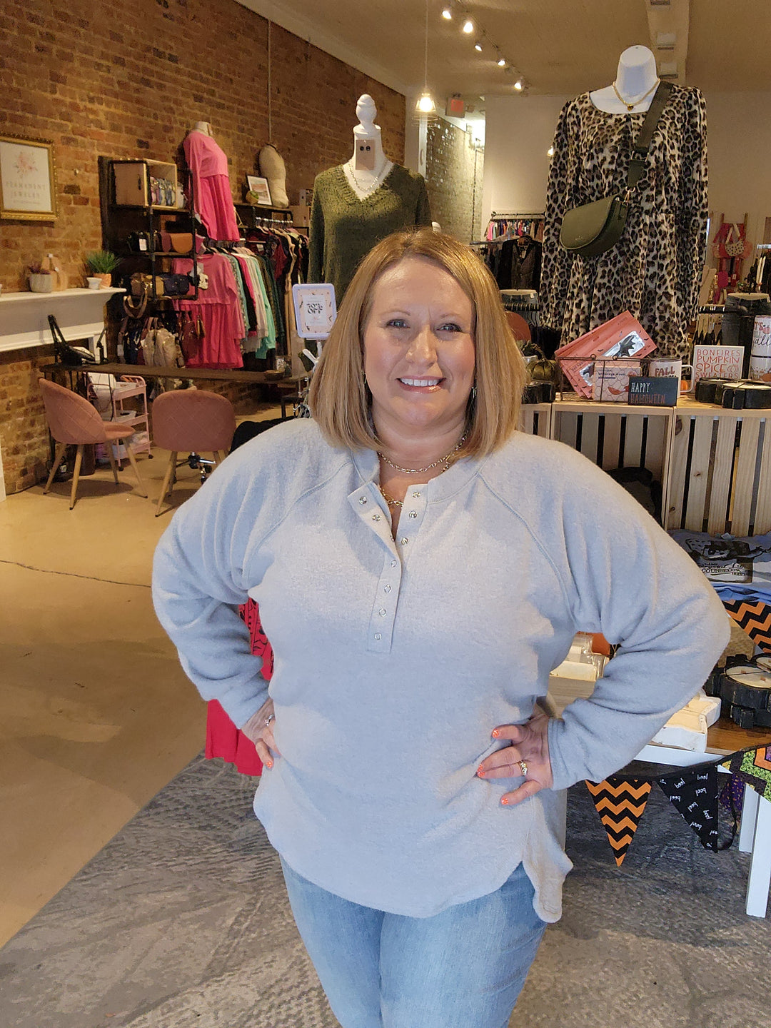 Quarter Button Cozy Top