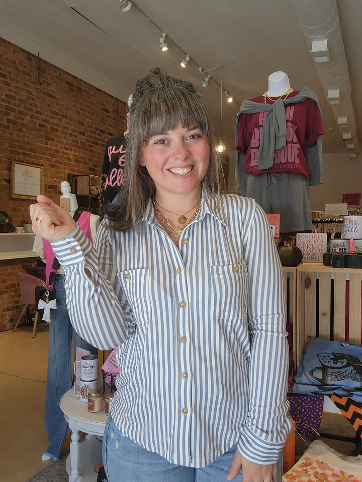 Stripe Collared Button Down