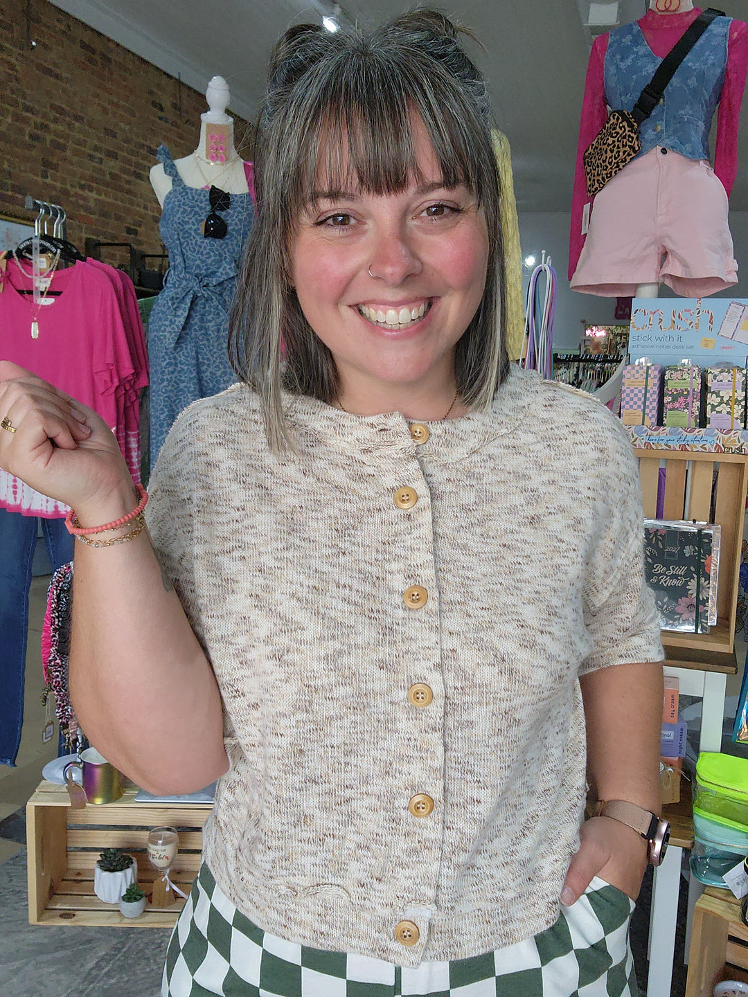 Marbled Short Sleeve Cardigan