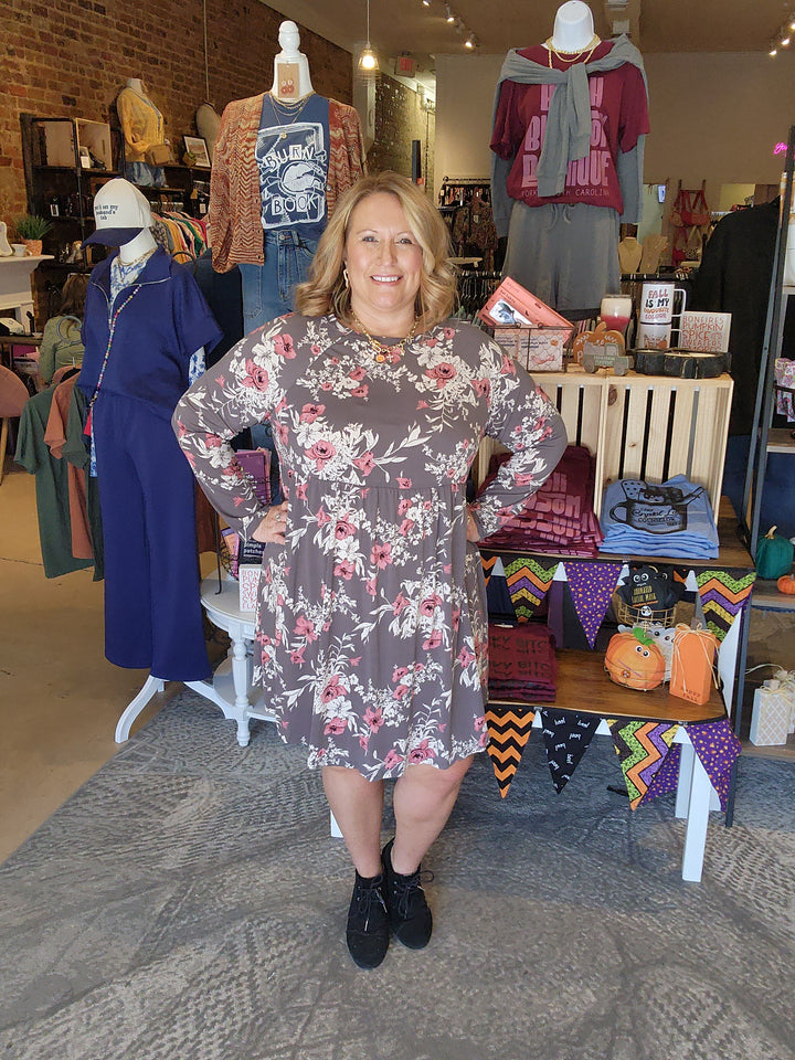 Slinky Floral Long Sleeve Dress