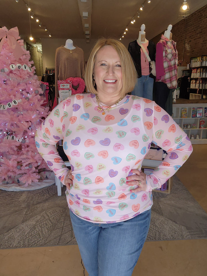 L/XL Candy Hearts Mesh Top FINAL SALE