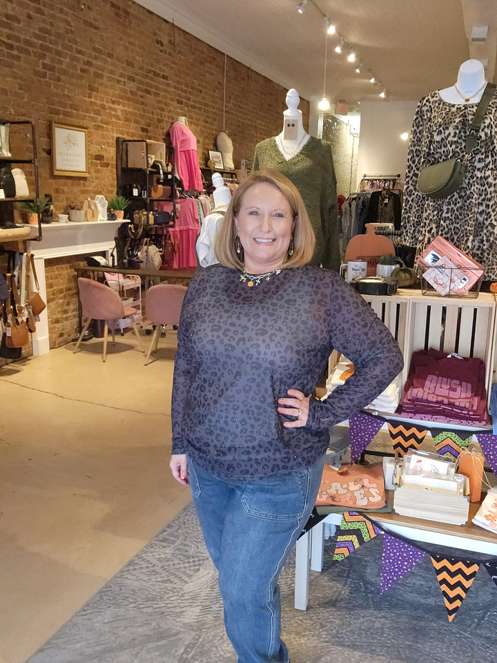 Black Leopard Mesh Shirt