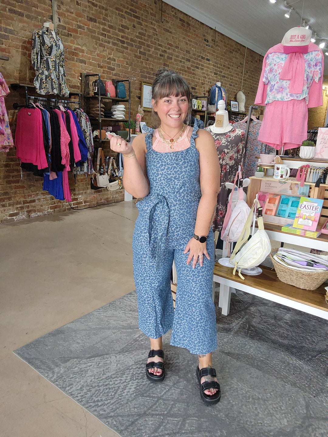 Denim Leopard Overalls