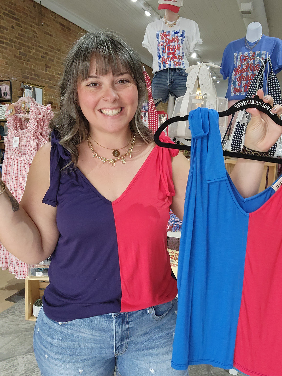 Colorblock Tie Shoulder Tank