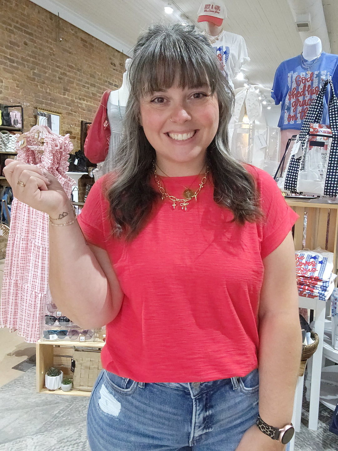 Americana Roll Cuff Slub Tee