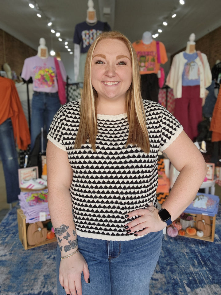 Geometric Stripe Knit Top