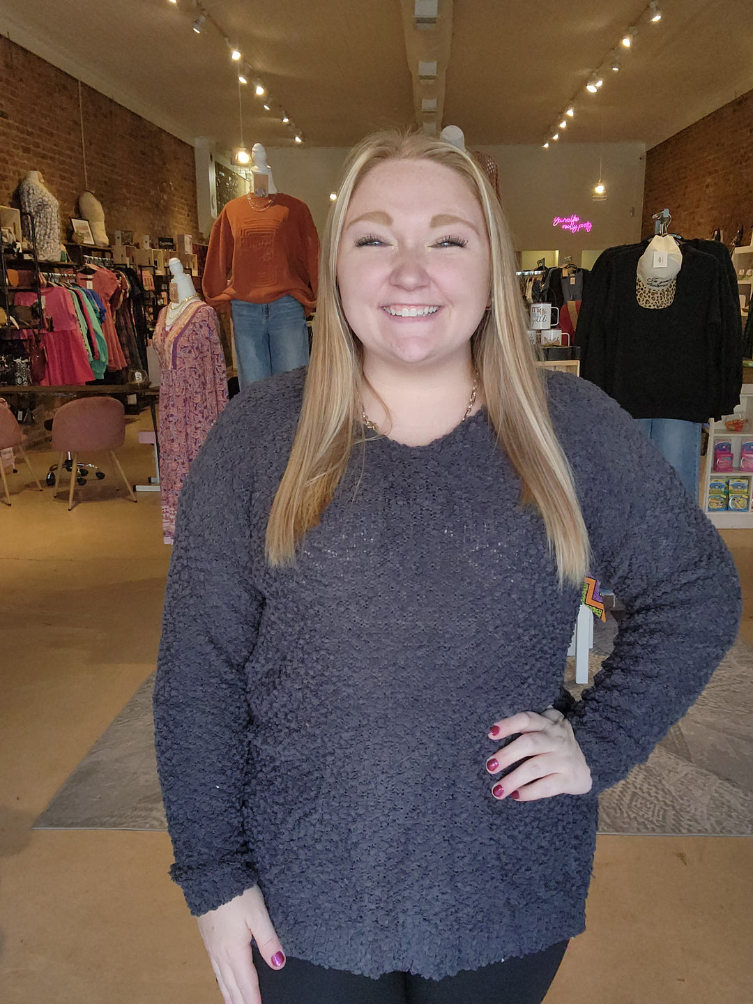 Popcorn Knit Tunic Cardigan