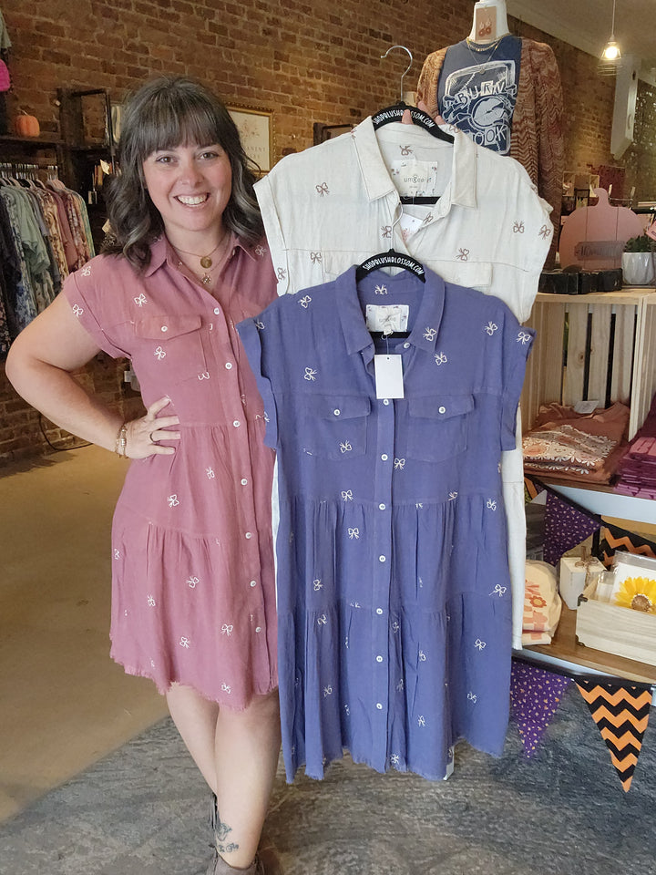 Bow Button Up Dress