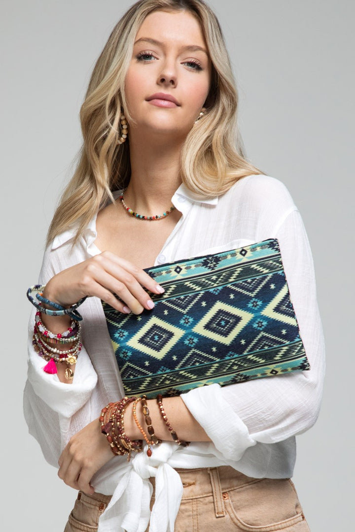 Blue Aztec Clutch